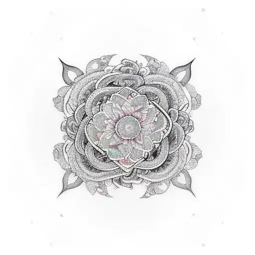 Dragon mandala rose tattoo design idea