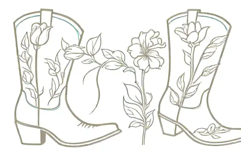 how lucky are we with flowers out of a cowboy boot  tattoo design idea
