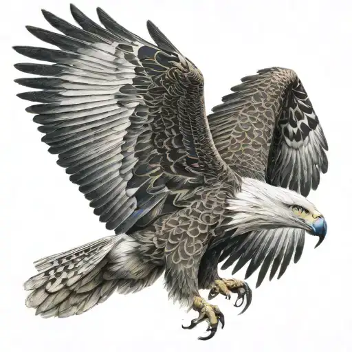 harphy eagle flying realistic portrait tattoo design idea