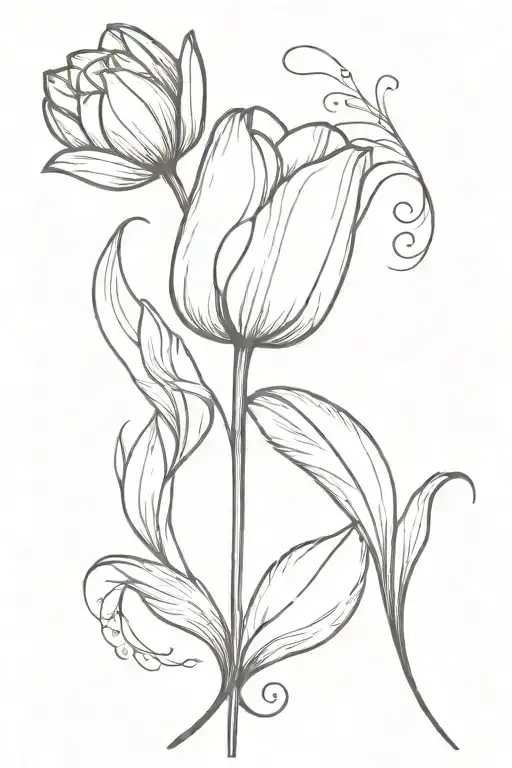 tulip and serendipity word tattoo design idea