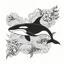 killer whales theme tattoo design idea