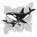 killer whales theme tattoo design idea