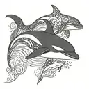 killer whales theme tattoo design idea