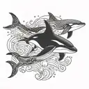killer whales theme tattoo design idea