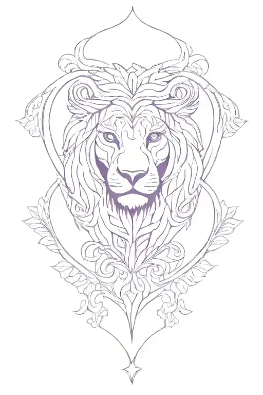 purple Leo zodiac sign in purple heart shape tattoo design idea