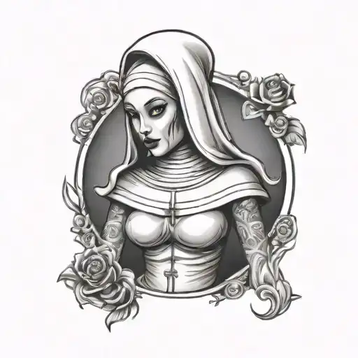 slutty nun horny tattoo design idea
