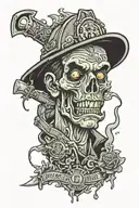 zombie firefighter heroically saving tattoo design idea