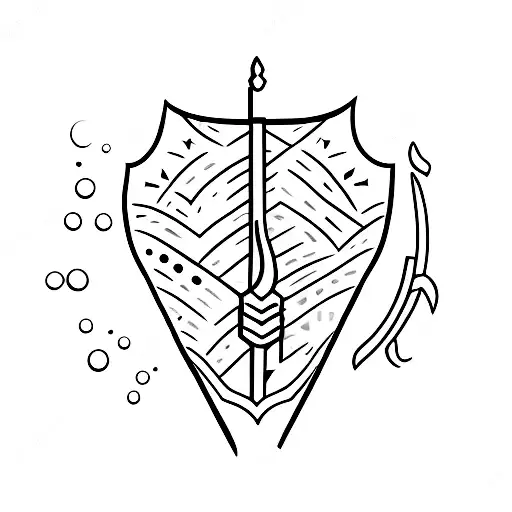 sword going through a small acorn tattoo design idea