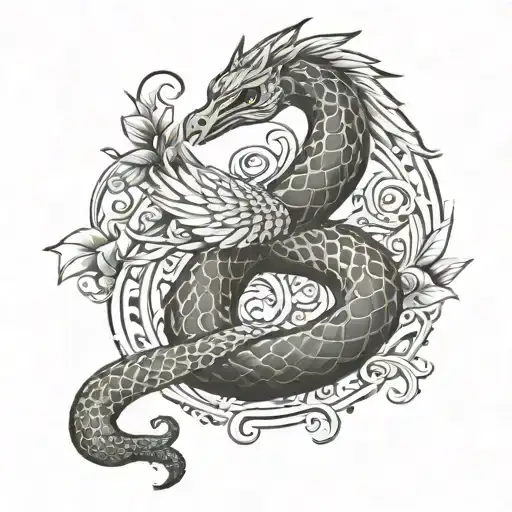 Serpent and dove tattoo design idea