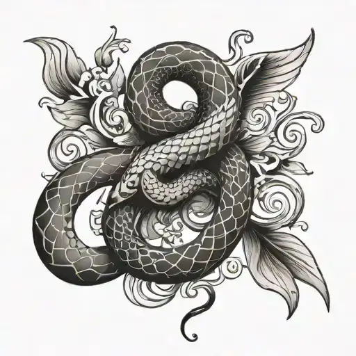 Serpent and dove intertwined tattoo design idea