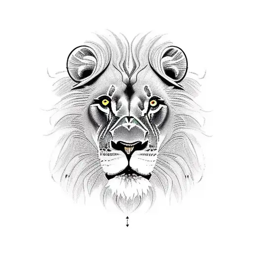 Lion pride with 3 cubs and mamma tattoo design idea