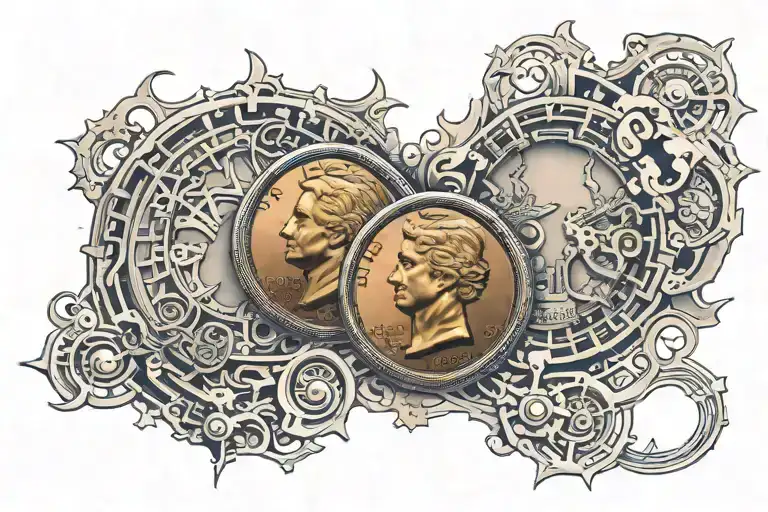 create a souvenir penny with a sunset  tattoo design idea