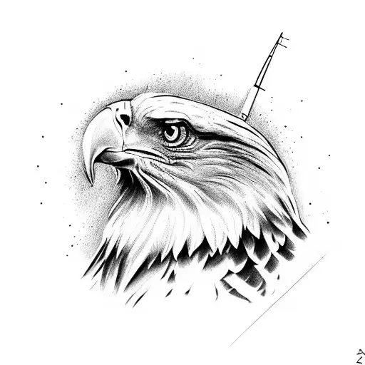 American flag, bald eagle, flowers, Catalina island, fishing, hunting,  tattoo design idea