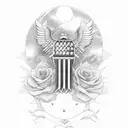 American flag, bald eagle, flowers, Catalina island, fishing, hunting,  tattoo design idea