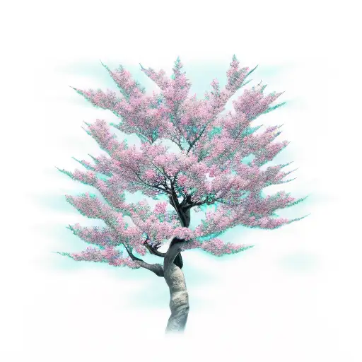 kitsune with cherre blossom tree tattoo design idea