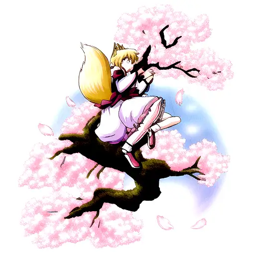 kitsune with cherre blossom tree tattoo design idea