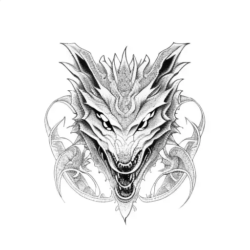 Dragon and wolf combination tattoo design idea
