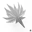 Anime-inspired marijuana leaf tattoo design idea