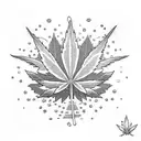Anime-inspired marijuana leaf tattoo design idea