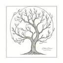 A minimalist tattoo design featuring a willow tree with various animals hidden within the branches tattoo design idea