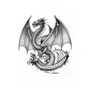 dragon with playing cards with face tattoo design idea