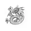 dragon with playing cards with face tattoo design idea