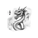 dragon with playing cards with face tattoo design idea