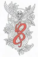 protect your peace in all caps, always centered underneith it in cursive with red infinity signs on each side of always tattoo design idea