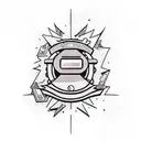 A dynamic illustration combining elements of retro comic books and 90s hip hop culture tattoo design idea