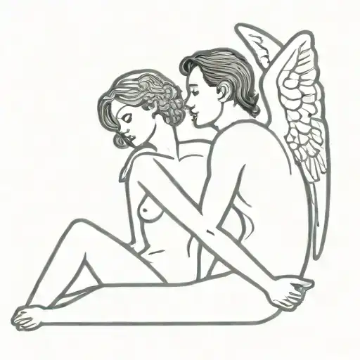 eros and psyche tattoo design idea