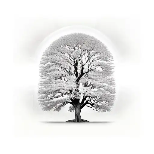 árbol grande seco, con espinas y rosas en sus ramas  tattoo design idea