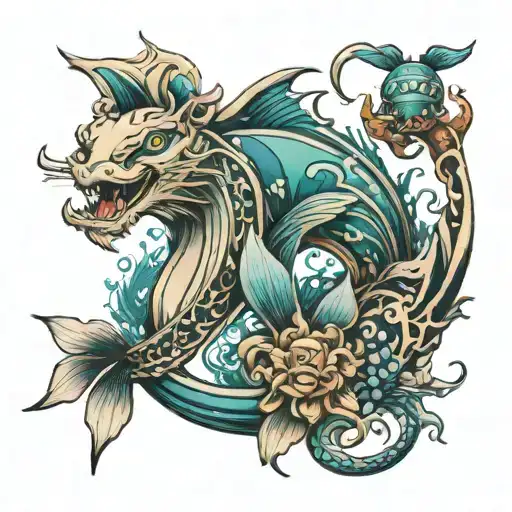 ocean family tattoo design idea
