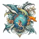 ocean family tattoo design idea