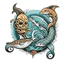 ocean family tattoo design idea