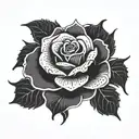 goth style rose  tattoo design idea