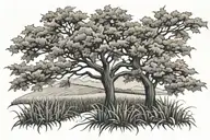 maple tree with corn field surrounded tattoo design idea