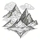 Outline of Mountains: Sketch or find a simple outline of mountain peaks. You can draw three main peaks with jagged edges tattoo design idea