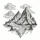 Outline of Mountains: Sketch or find a simple outline of mountain peaks. You can draw three main peaks with jagged edges tattoo design idea