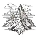 Outline of Mountains: Sketch or find a simple outline of mountain peaks. You can draw three main peaks with jagged edges tattoo design idea
