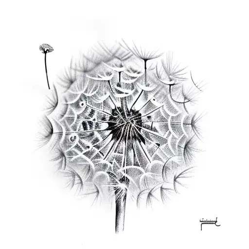dandelion in cement tattoo design idea