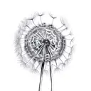 dandelion in cement tattoo design idea