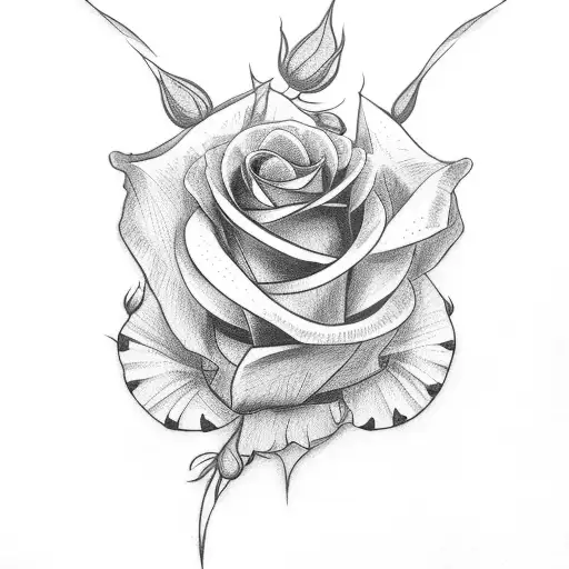 cross with roses  tattoo design idea