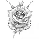 cross with roses  tattoo design idea