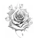 cross with roses  tattoo design idea