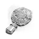  A medieval shield, with Mjolnir and a Norse axe crossed over on the shield face. On the same shield face, its head prot tattoo design idea