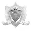  A medieval shield, with Mjolnir and a Norse axe crossed over on the shield face. On the same shield face, its head prot tattoo design idea