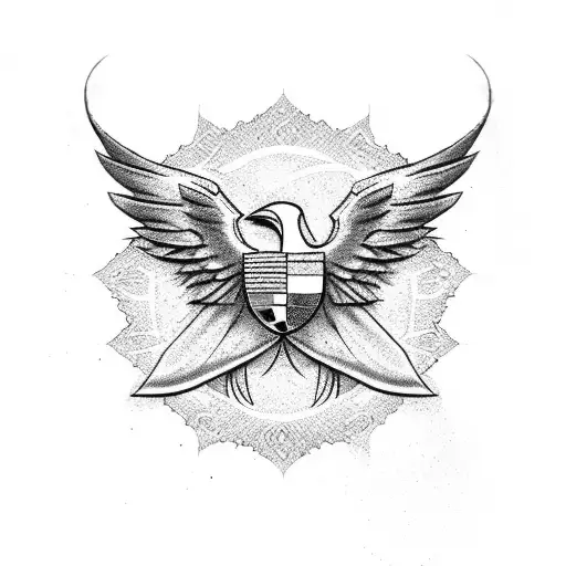 Palestinian flag with angels and clouds  tattoo design idea