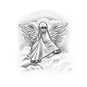 Palestinian flag with angels and clouds  tattoo design idea