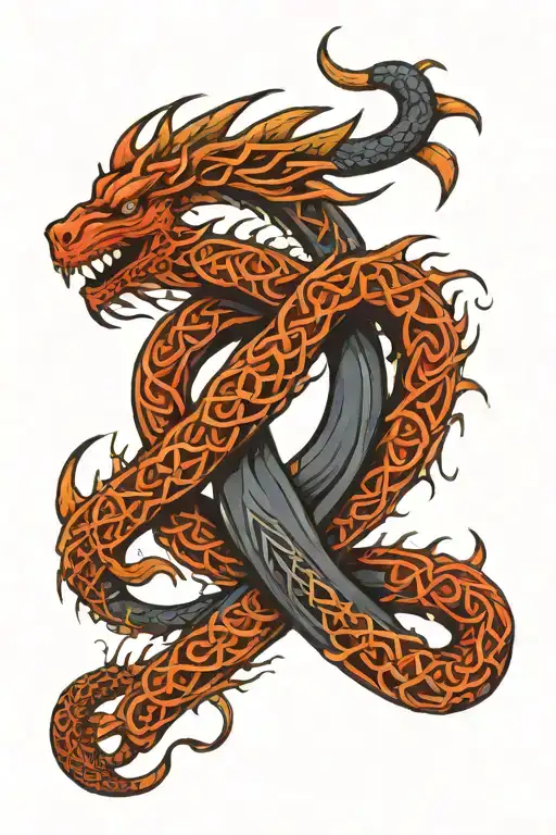 Celtic Trinity knot, year of the dragon, scorpio zodiac sign tattoo design idea
