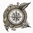 compass with clock tattoo design idea